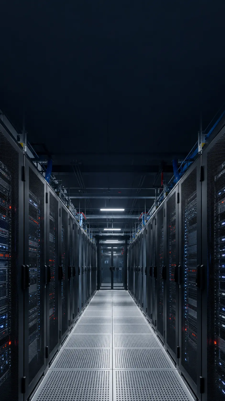 Pasillo de servidores optimizado para la vista móvil de centros de datos